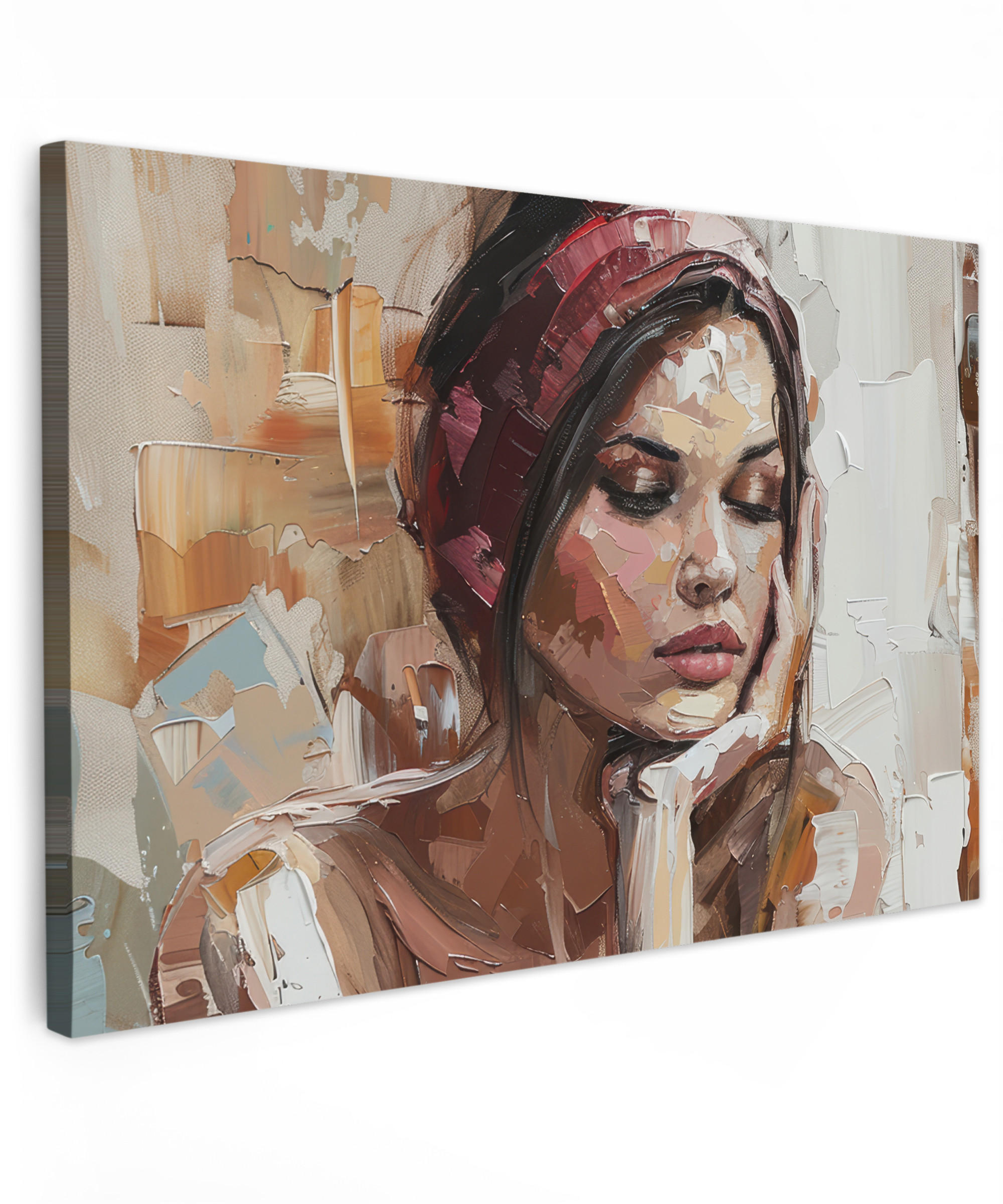 LEINWANDBILD Frau - Lackierung - Porträt - Modern 120x80 cm - Altrosa, Textil (120/80cm) - MuchoWow
