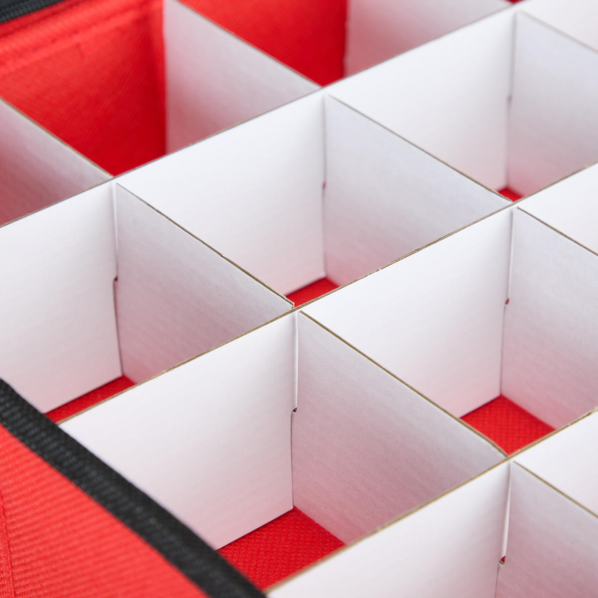 WEIHNACHTSKUGEL-AUFBEWAHRUNGSBOX - Rot, Wellpappe/Textil (62/30.5/30.5cm) - Relaxdays