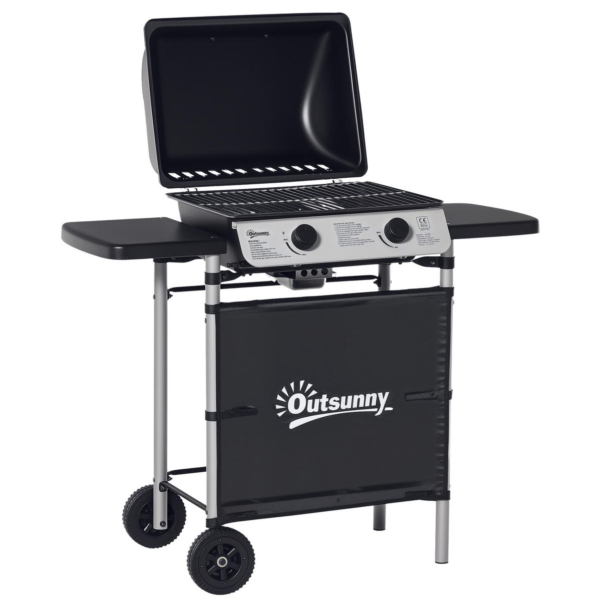 GASGRILL DE-18616 2 Brenner, 2,8 kW mit 2 Grillrosten Schwarz - Schwarz, Metall (49/99/104cm) - ComfortXL
