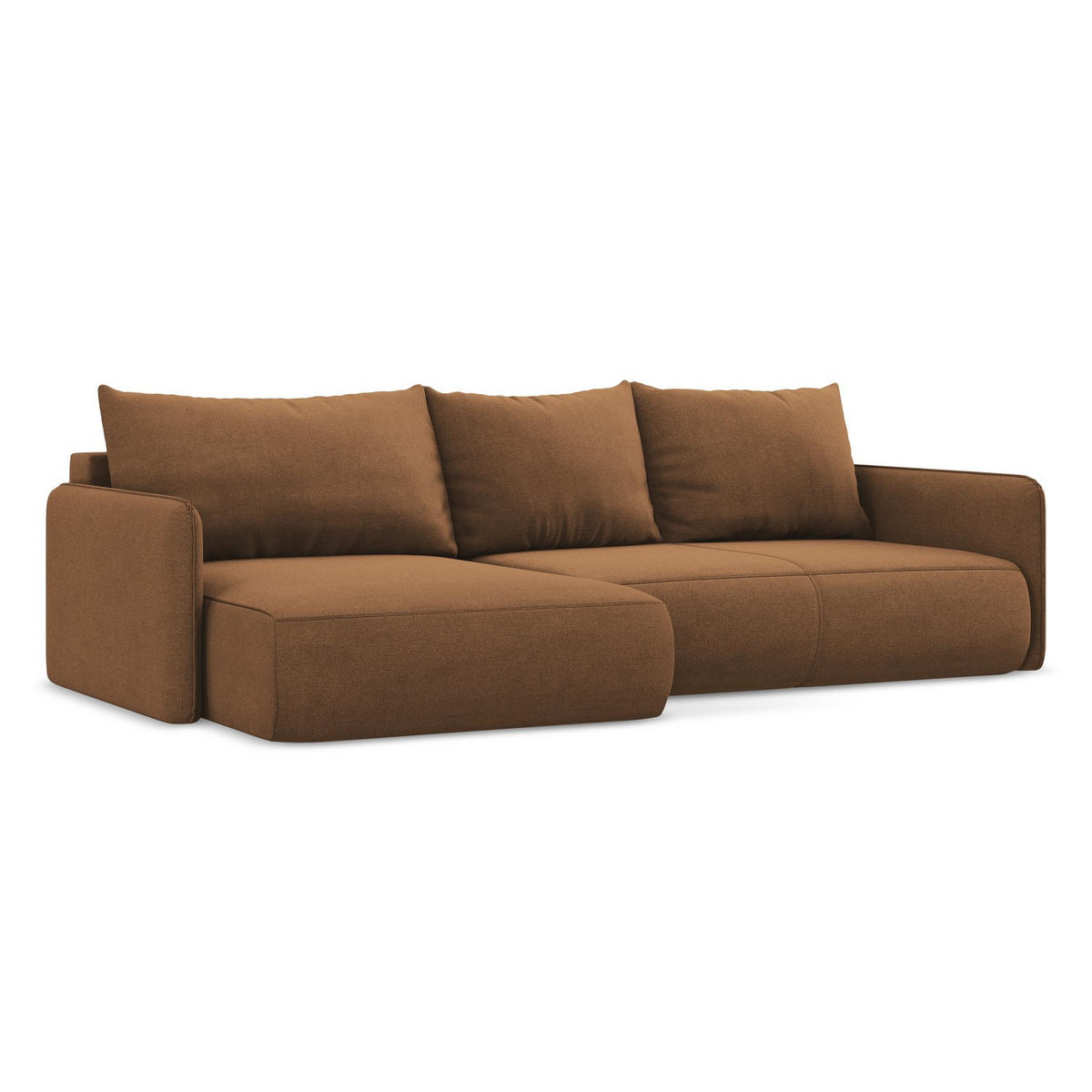 ECKSOFA mit Schlaffunktion Strukturstoff Stoff Orange - Terracotta/Schwarz, Kunststoff/Textil (148/240cm) - LaMiaSofa