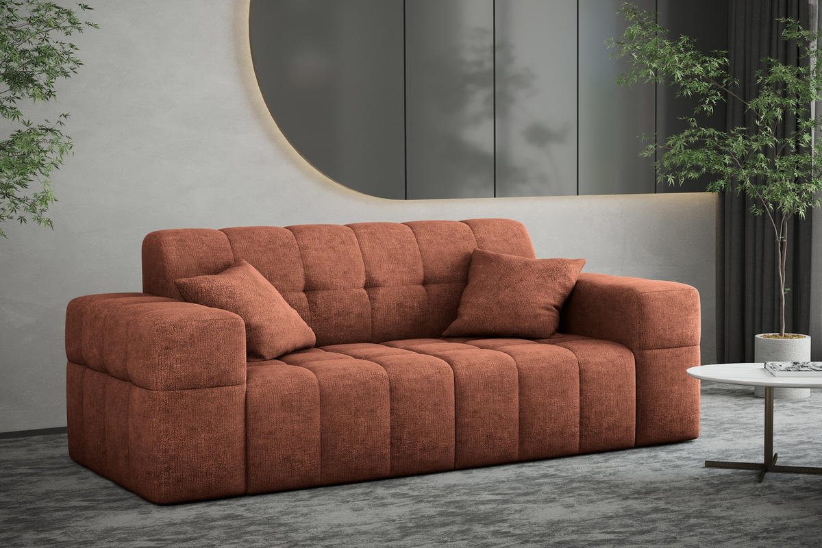SOFA 2 Sitzer NIMES Stoff Perfect Harmony Kupfer - Kupferfarben, Holz/Kunststoff (183/82/92cm) - Kaiser Möbel
