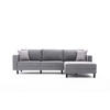 ECKSOFA mit elegantem Leinen-Bezug - Schwarz/Grau, Buchenholz/Textil (187/258cm) - myHomelando