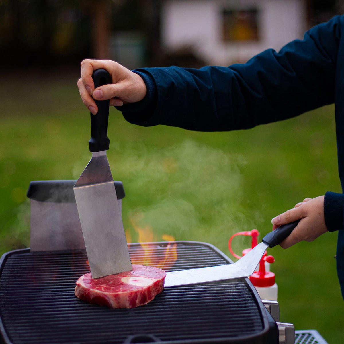 GRILLBESTECK-SET aus Edelstahl (9tlg-Set) - Silberfarben, Metall (37cm)
