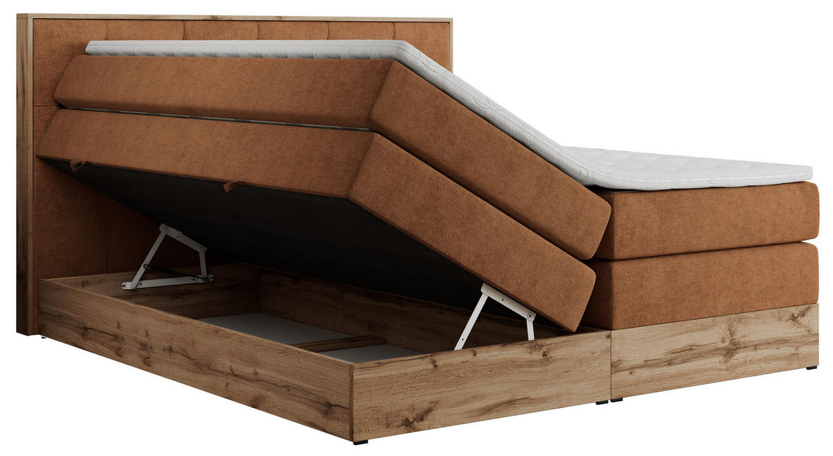 BOXSPRINGBETT VENETO KING 180/200 Orange Struktur - H4 - Orange, Holz/Textil (180/200cm) - MKS