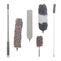 5-TLG.STAUBWEDEL-SET - Grau, Kunststoff/Textil (9/250/9cm) - Relaxdays