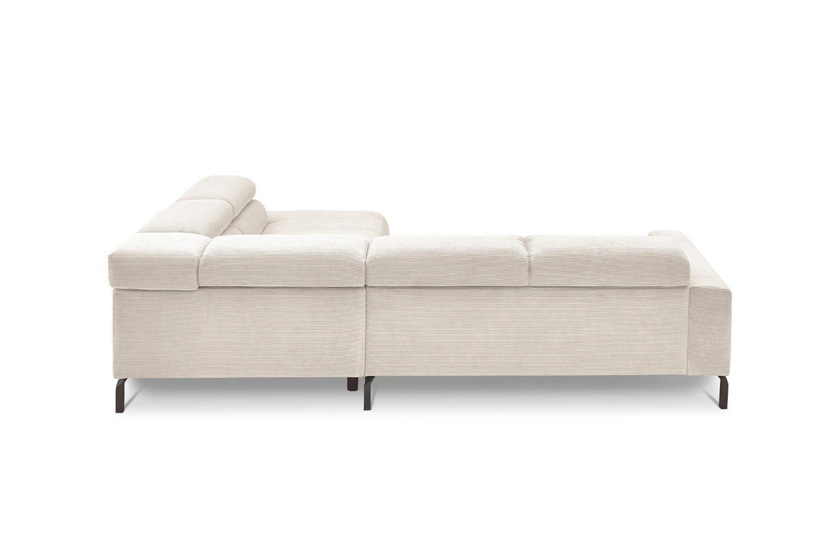 ECKSOFA DELIA Weiß Cord - Schwarz/Weiß, Textil/Metall (276/219cm) - KAWOLA