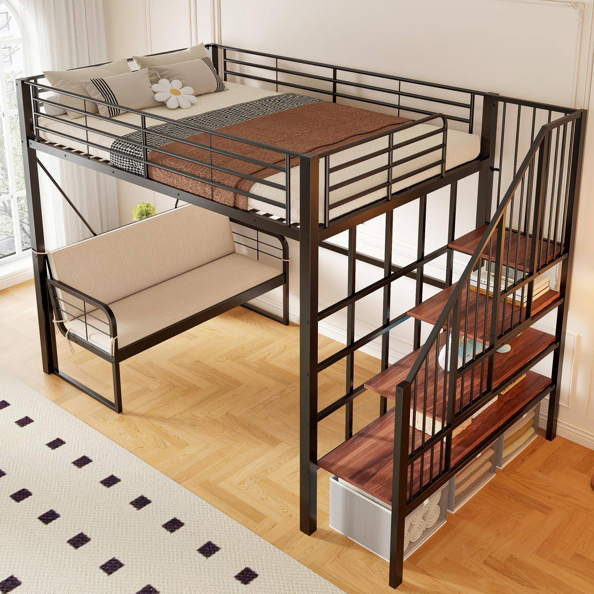 HOCHBETT Metall 140/200 cm Schwarz - Schwarz, Metall - Raumix