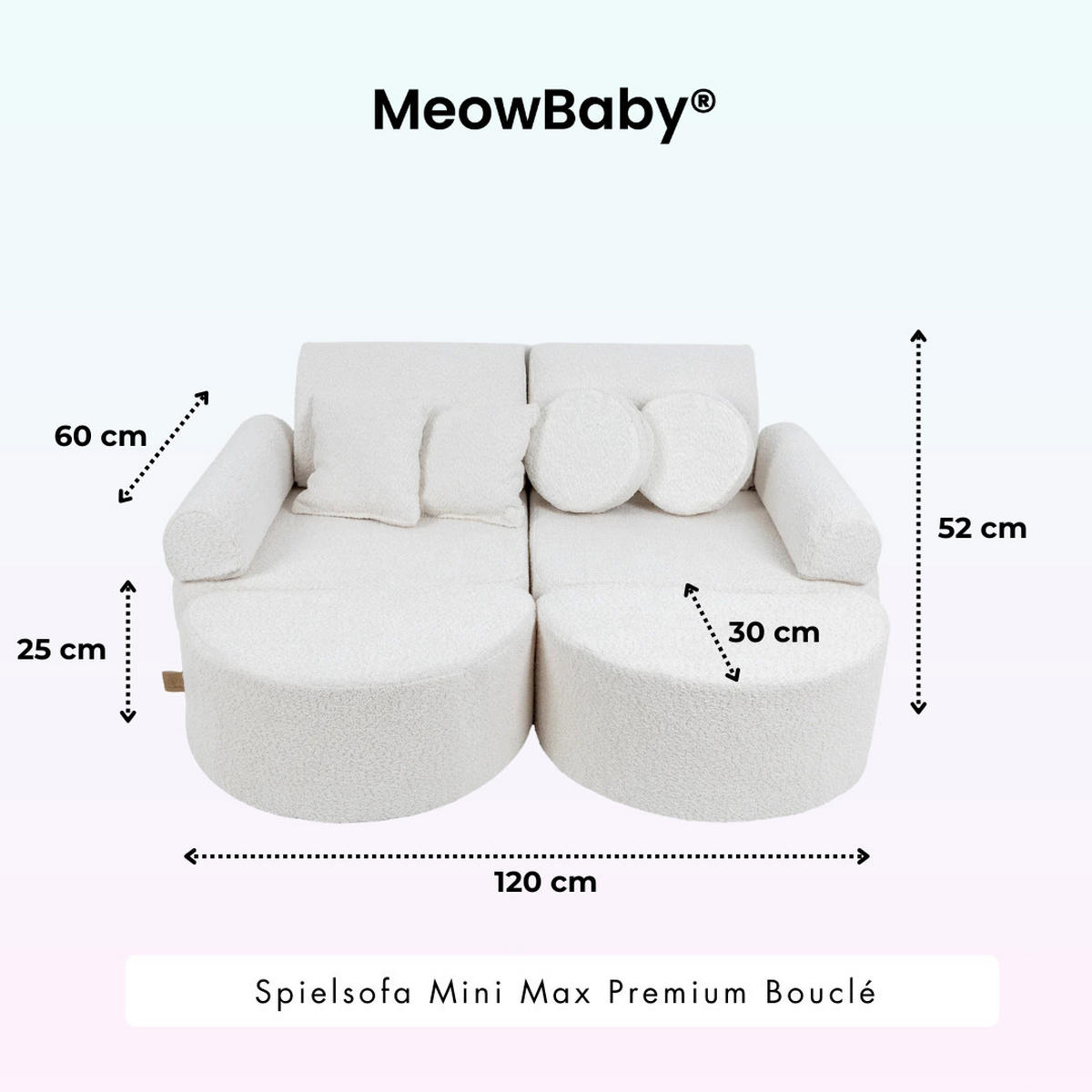 KINDERSOFA Pocket Max modular 12-tlg. aus Bouclé in Weiß - Weiß, Textil (120/25/60cm) - MeowBaby
