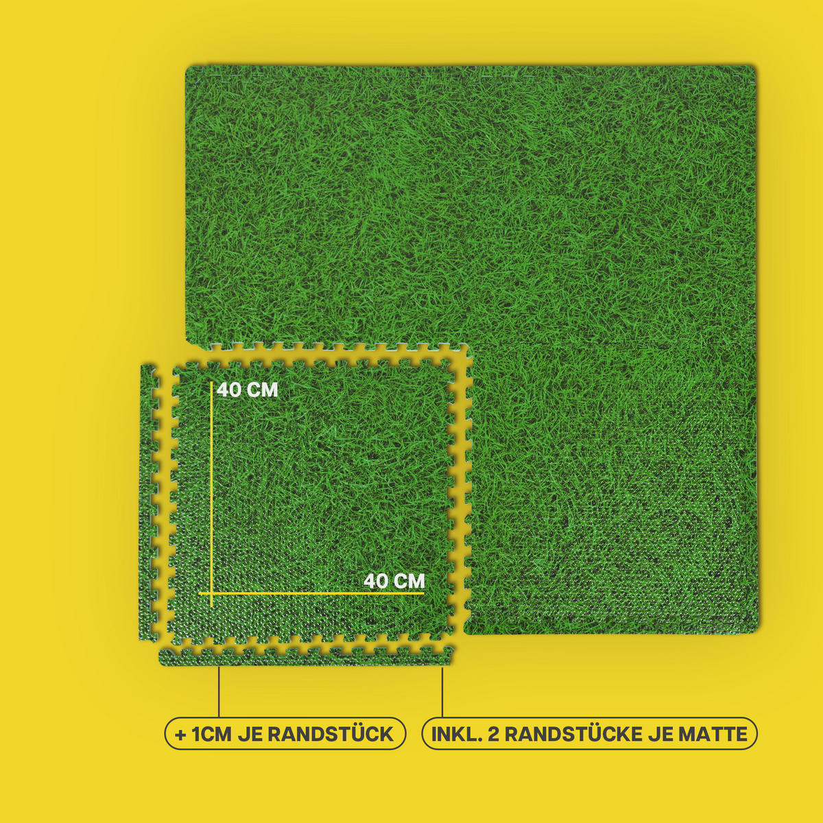 BODENSCHUTZMATTE in Grasoptik 40x40 cm 12er-Pack - Grün, Kunststoff (40/40cm) - Bestlivings