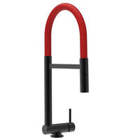 VORFENSTER-KÜCHENARMATUR, Umklappbar 4,5 CM, Schwarz Matt und Rot, 2-Strahl-Brause - Rot, Metall (21.3/44.4/21.3cm) - VIZIO