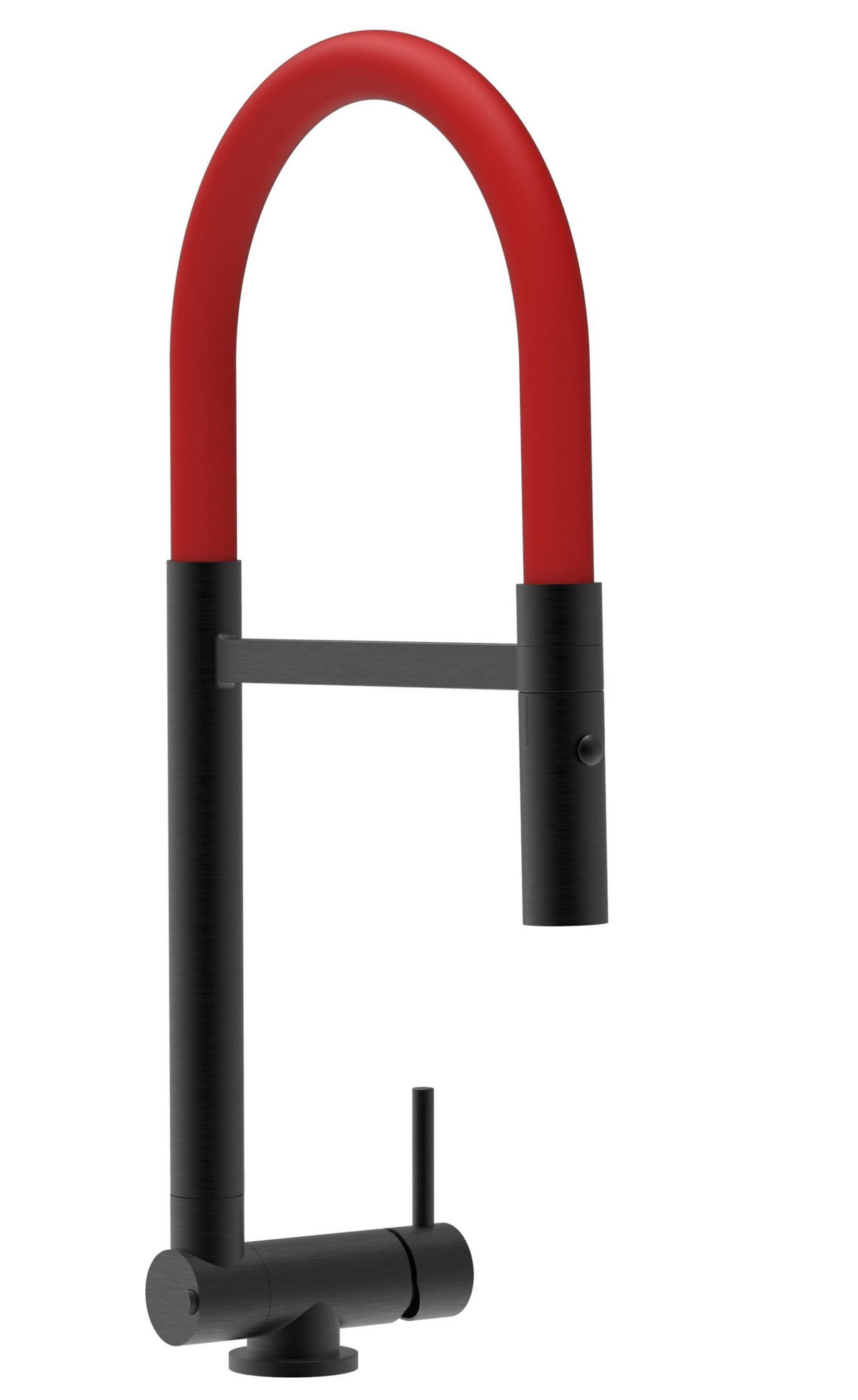 VORFENSTER-KÜCHENARMATUR, Umklappbar 4,5 CM, Schwarz Matt und Rot, 2-Strahl-Brause - Rot, Metall (21.3/44.4/21.3cm) - VIZIO