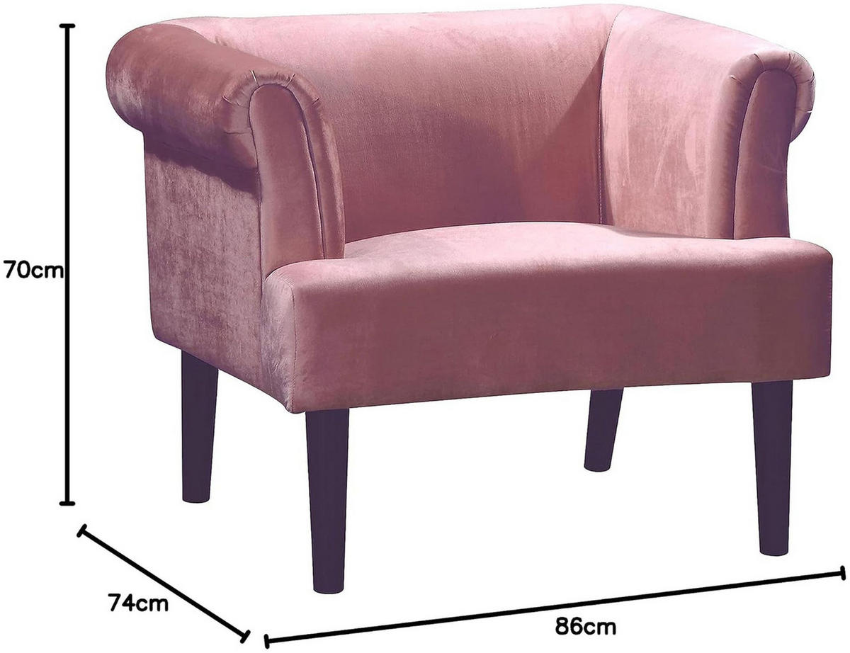 SESSEL Charlie Samt Altrosa - Altrosa, Textil (86/70/74cm) - ATLANTIC home collection