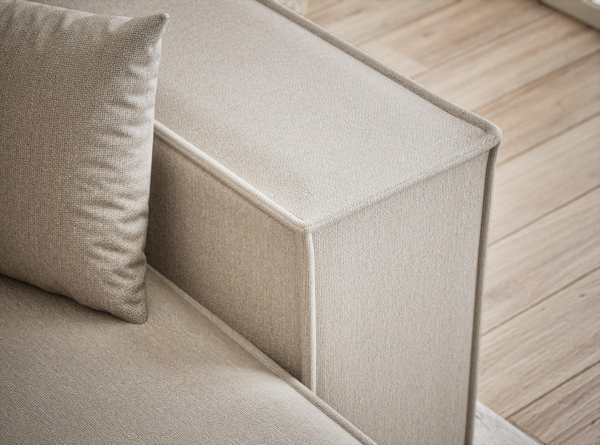 ECKSOFA MIT SCHLAFFUNKTION Zaya Beige Webstoff - Beige/Schwarz, Holz/Holzwerkstoff (255/148cm) - Maison de Reve