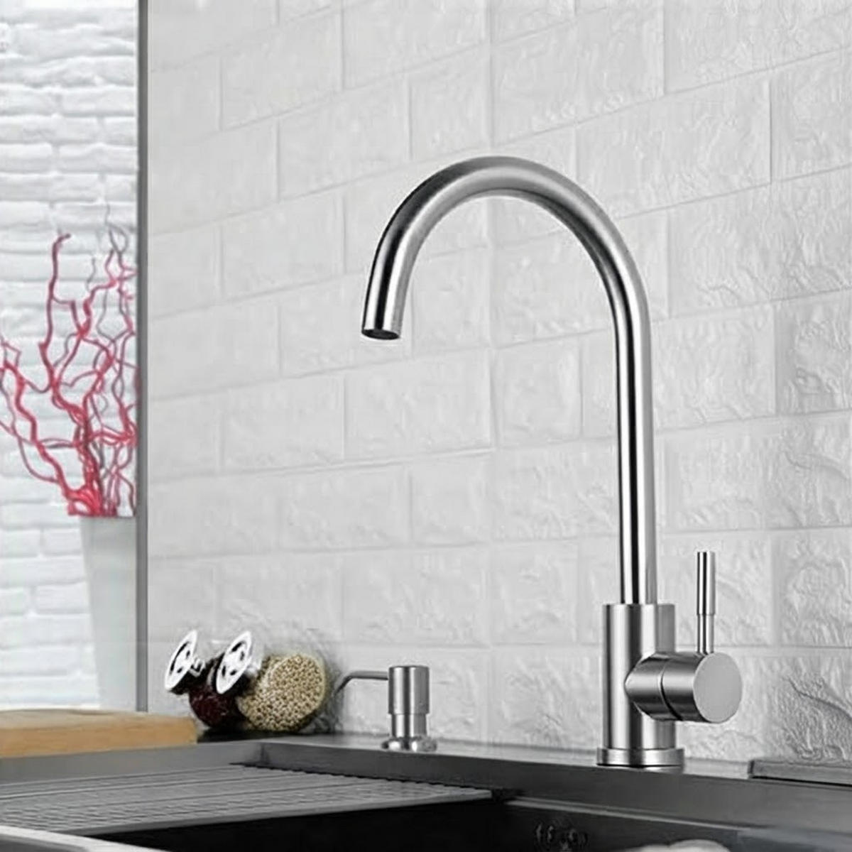 BADEZIMMERARMATUR, 35 x 18 cm, silber - Silberfarben, Metall (42/7.7/7.7cm) - Vallsero