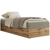 BOXBETT WOOD ZERO 90/200 - Grau Struktur - H3 - Topper T25 - Grau, Textil (90/200cm) - MKS