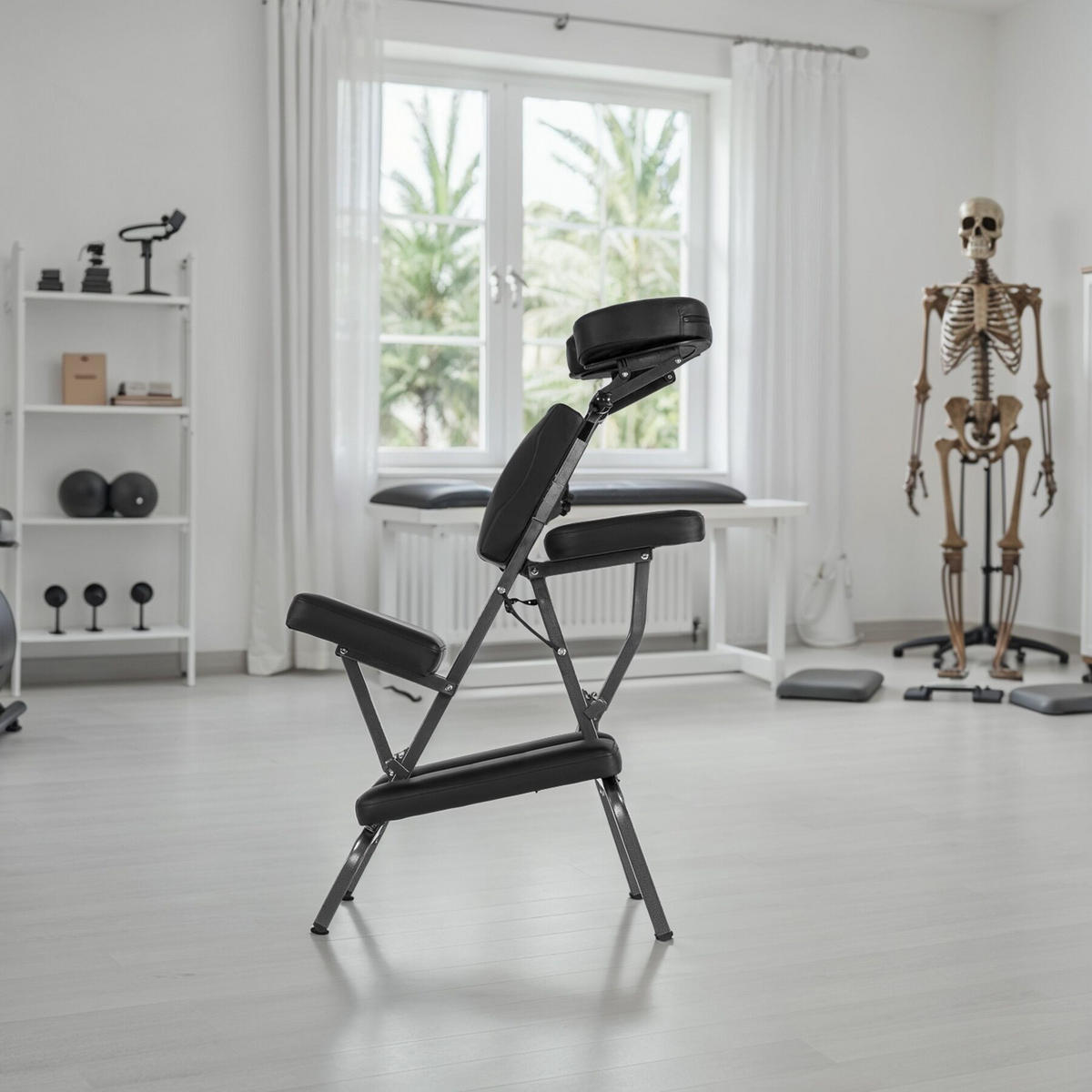 MASSAGESTUHL ,80 x 50 x 105 cm,schwarz - Schwarz, Metall (50/105/80cm) - tectake