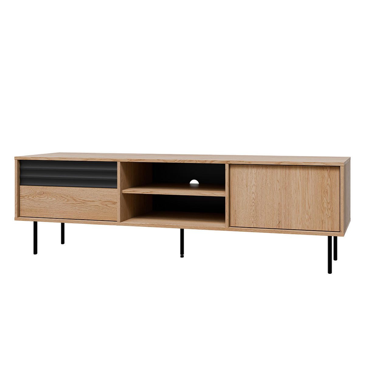TV-MÖBEL Astra Holz und Schwarz - Schwarz, Holzwerkstoff (180/55/40cm) - Petits-meubles