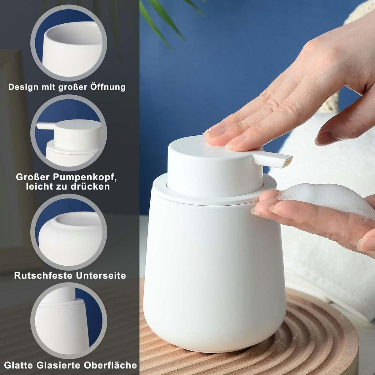 SEIFENSPENDER Keramik Weiß 350ml - Weiß, Keramik (9/12/9cm)