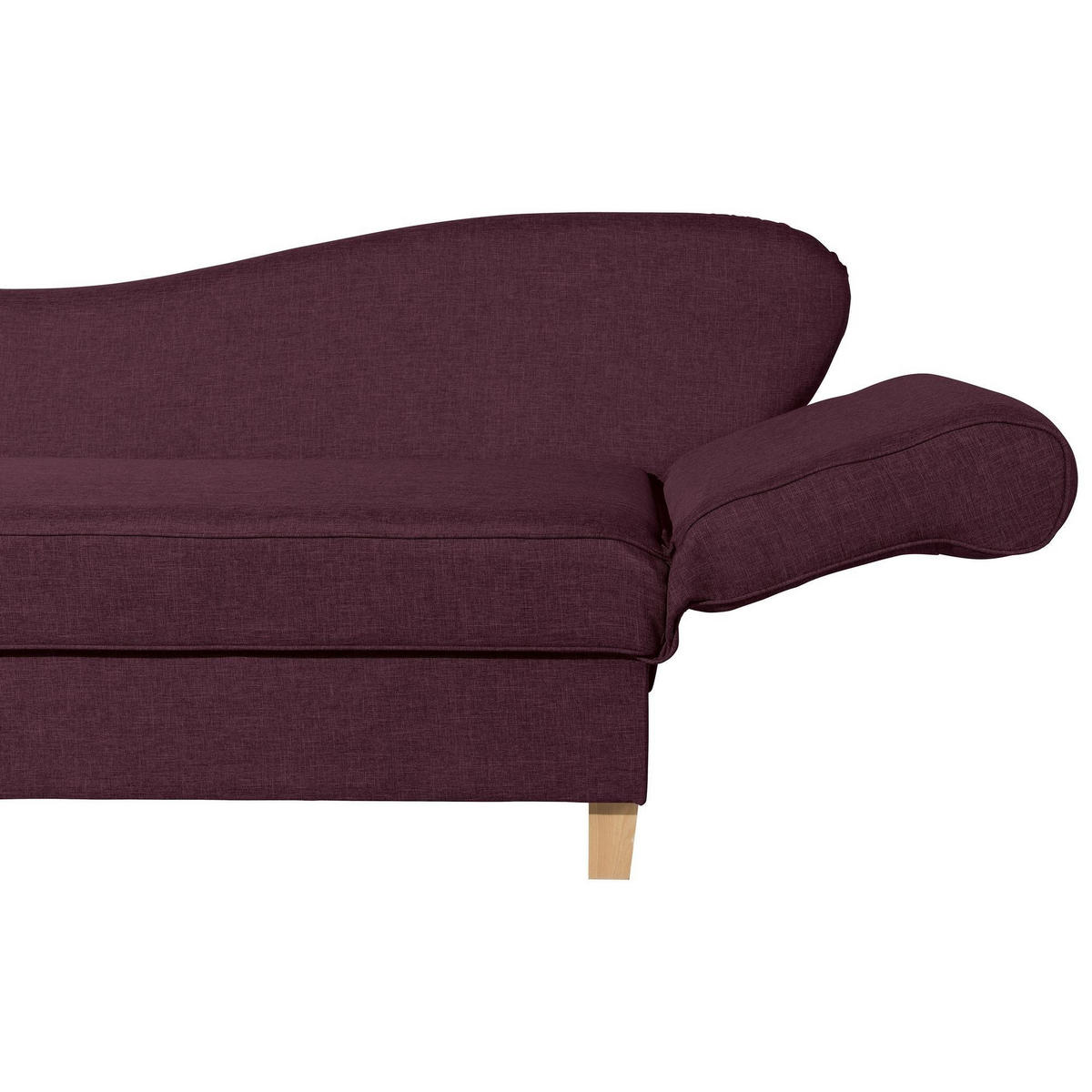 RECAMIERE mit Armteil rechts klappbar Katia Bezug Flachgewebe Buche natur / burgund - Beere, Kunststoff (190/82/88cm) - 58aufmkessel