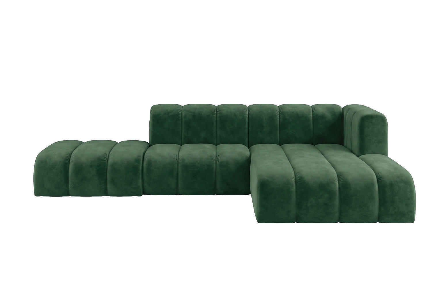 ECKSOFA Modulares In L-Form Mit Hocker, Velvet-Stoff Riviera, Grün, Rechts, GRAND Mini - Olivgrün, Holz (295/179cm) - Kaiser Möbel