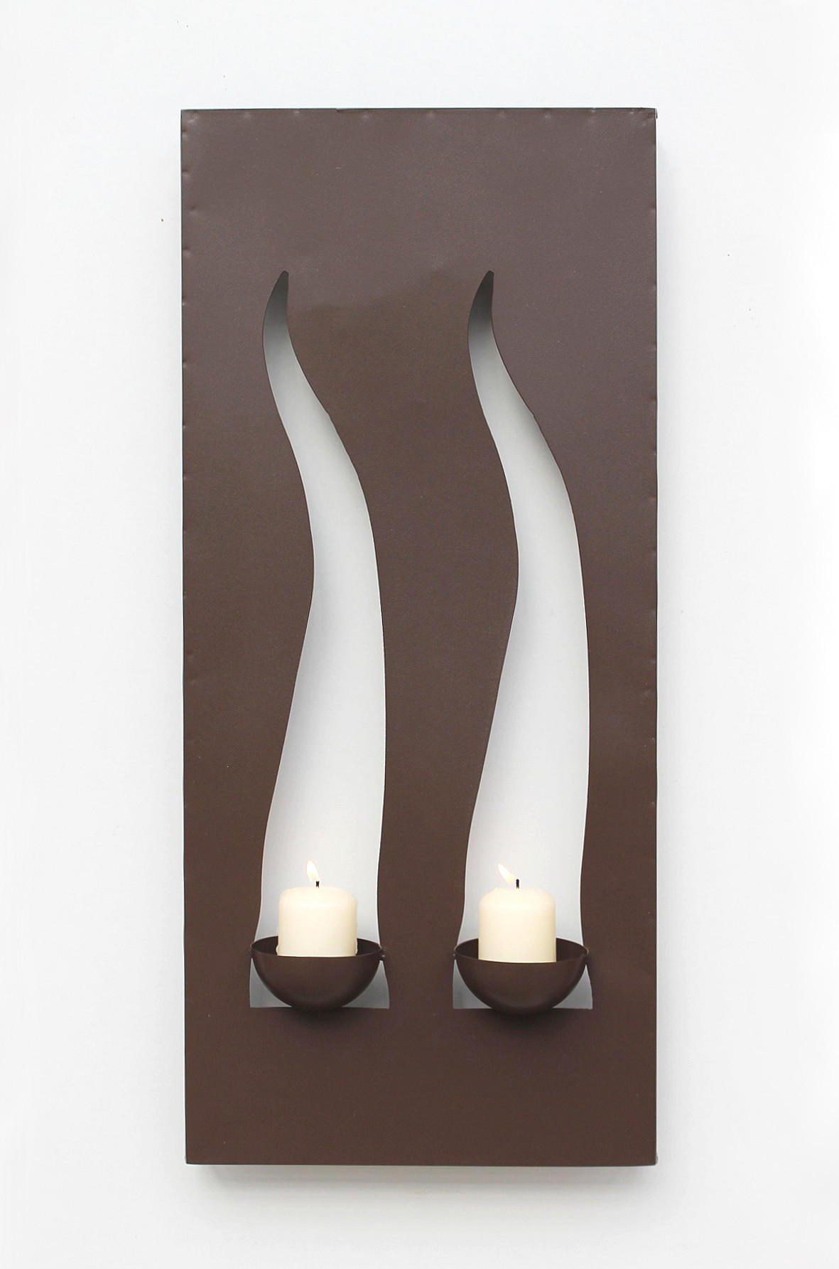 WANDLEUCHTER Flamme für 2 Kerzen aus Metall Braun - Braun, Metall (29/65/10cm) - DanDiBo