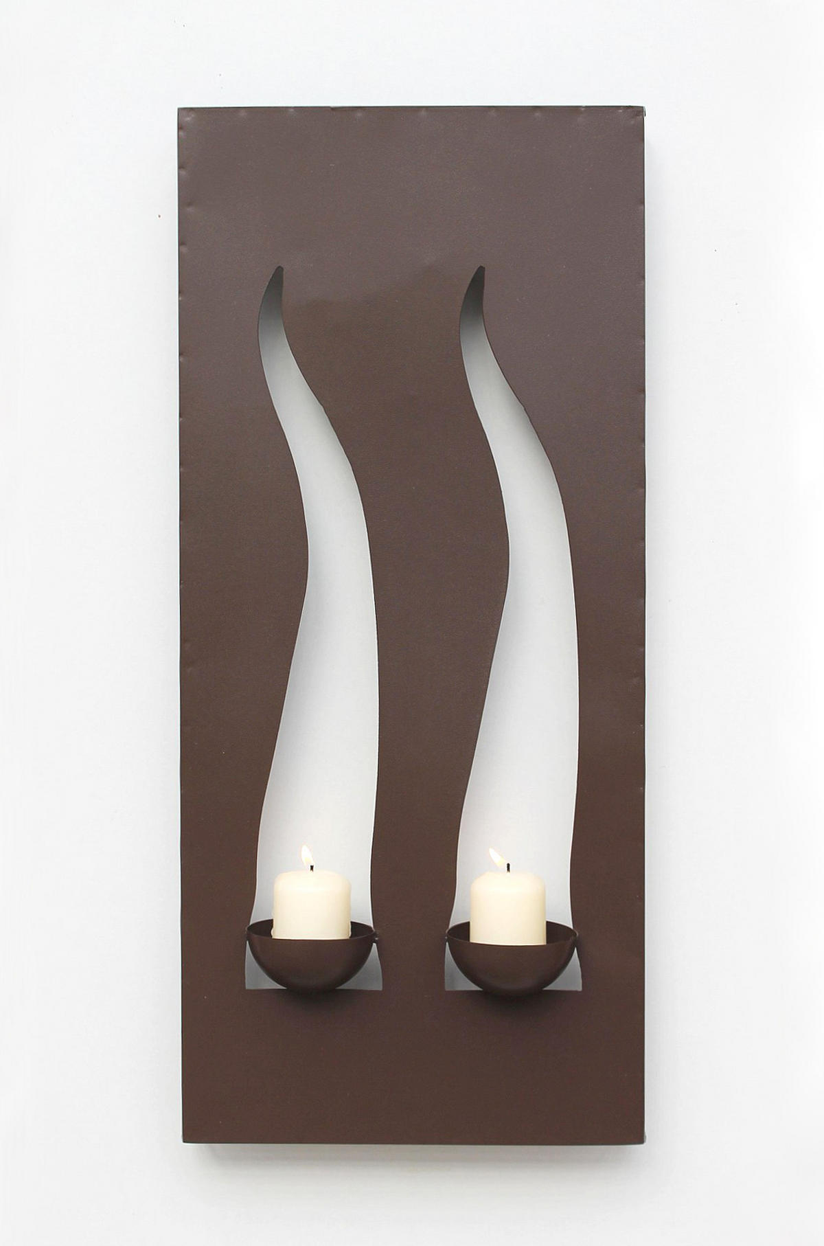 WANDLEUCHTER Flamme für 2 Kerzen aus Metall Braun - Braun, Metall (29/65/10cm) - DanDiBo