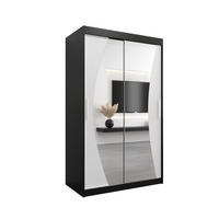 SCHWEBETÜRENSCHRANK 200/120/62 2-türig - Silberfarben/Schwarz, Holz/Kunststoff (120/200/62cm) - Abiks Möbel