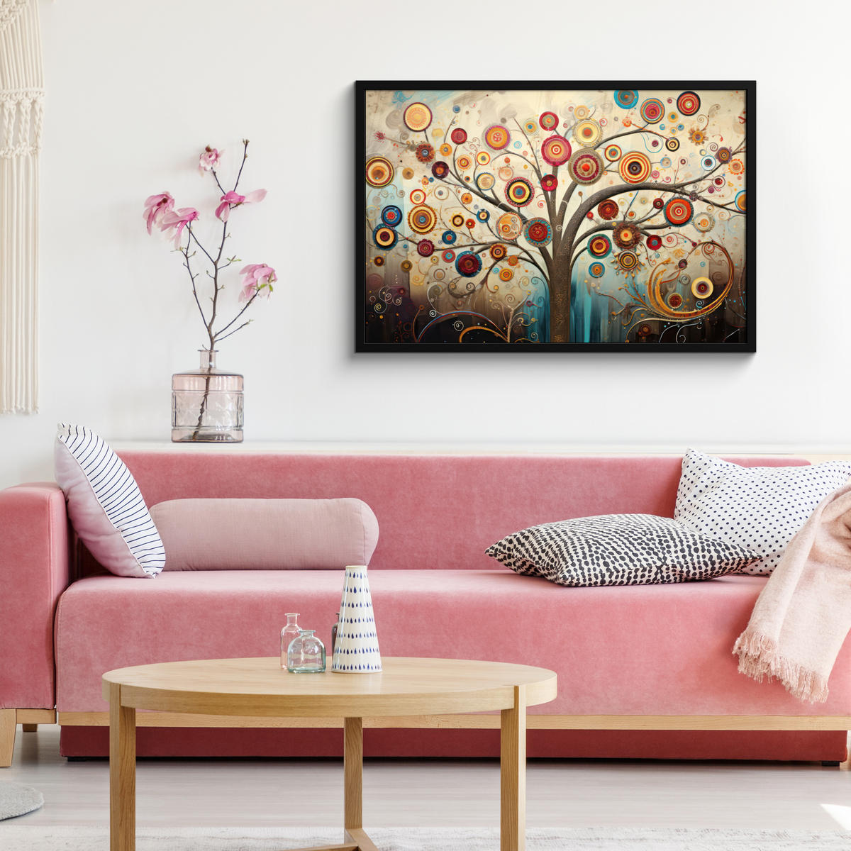 POSTER MIT RAHMENGERAHMTES BILD Baum - Baum des Lebens - Farbe 90x60 cm - Braun, Papier (90/60cm) - MuchoWow