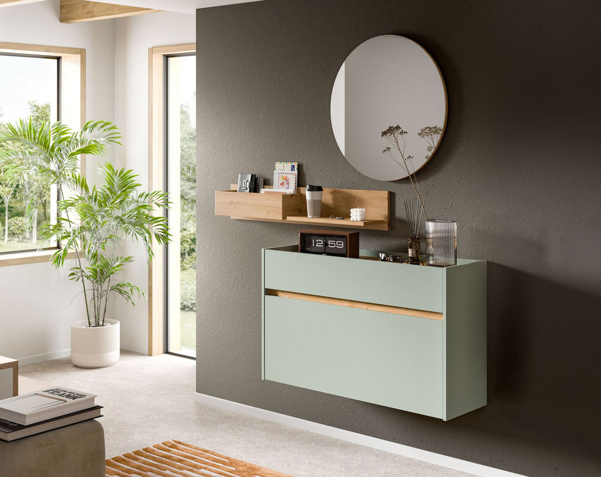 SCHUHKOMMODE DRIVE (B/H/T: ca. 110/61/32 cm) in Salbei/Salbei - Salbeigrün, Holzwerkstoff (110/61/32cm)