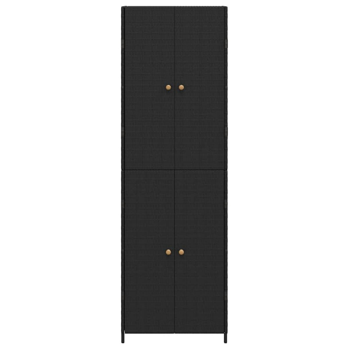 GARTENSCHRANK Schwarz 59/40/180 Cm Poly Rattan - Schwarz, Holzwerkstoff (40/180/59cm) - vidaXL