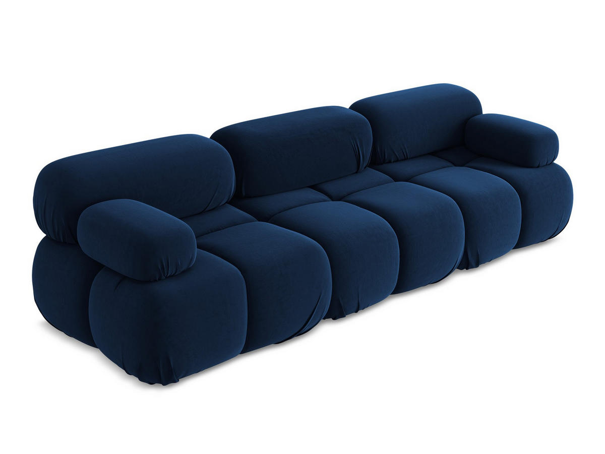 3-SITZER SOFA Samt Stoff Blau - Blau/Schwarz, Kunststoff/Textil (285/70/96cm) - Makamii