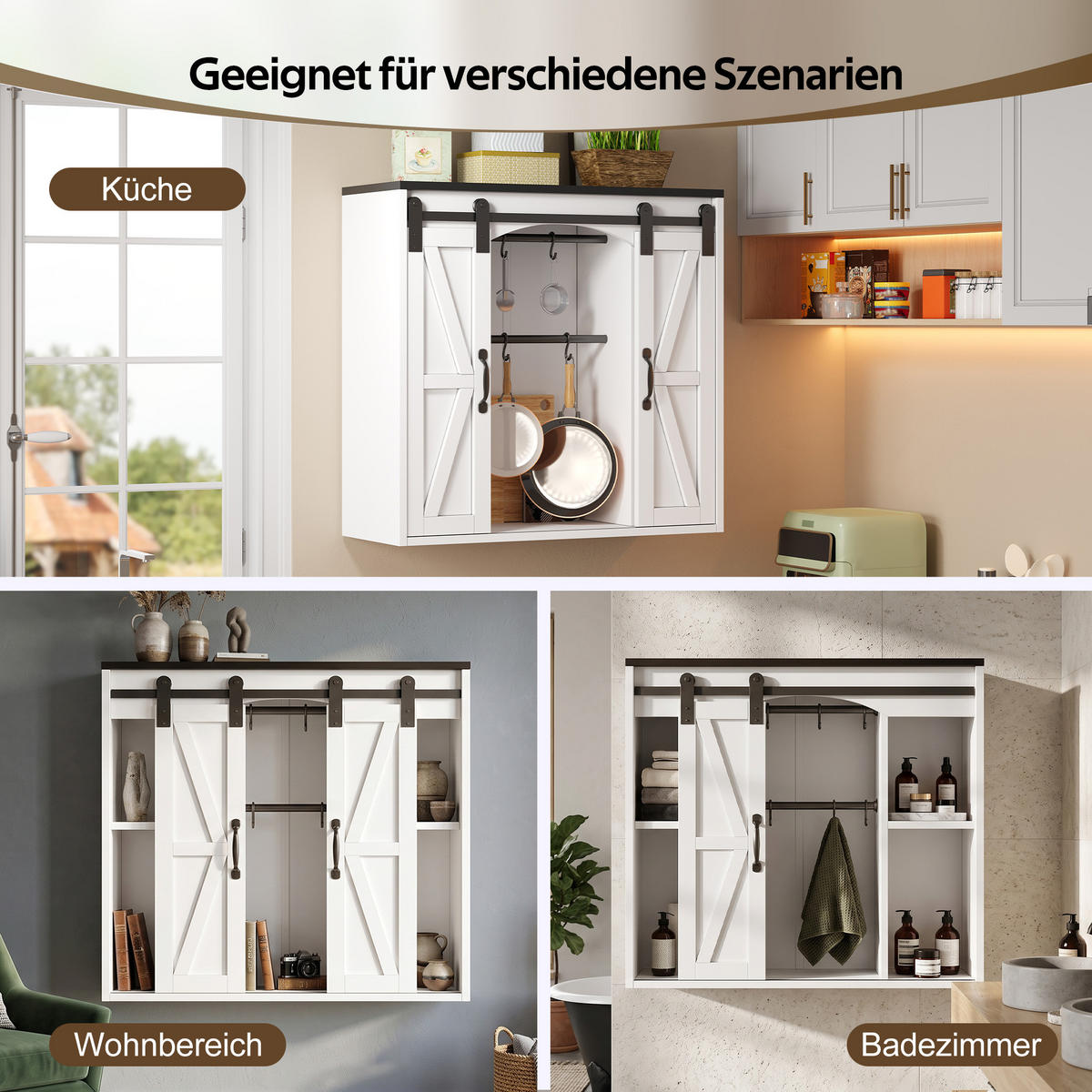 HÄNGESCHRANK DE-38760 80/31/76 cm 2 Schiebetüren und verstellbare Böden Weiß - Weiß, Holzwerkstoff (80/76/31cm) - ComfortXL