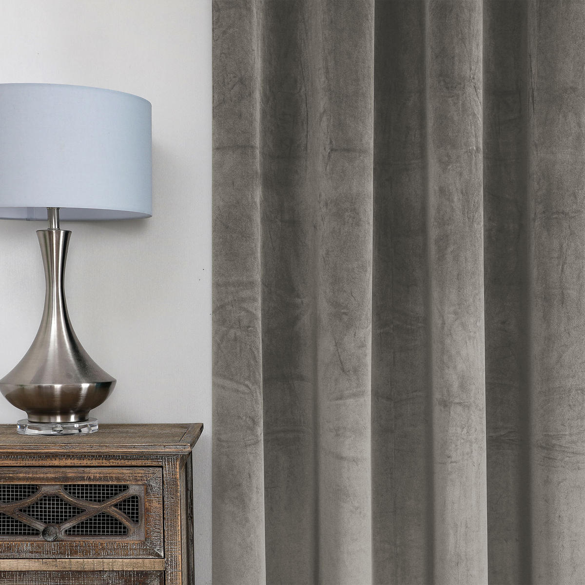 VORHANG Kräuselband Samt 140/175 cm Taupe - Taupe, Textil (140/175/175cm) - TiborTex