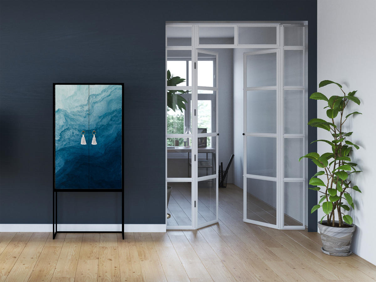 HIGHBOARD aus MDF ALVA BLUE OCEAN - Dunkelblau, Holzwerkstoff (75/164.5/45cm) - RNT By Really Nice Things