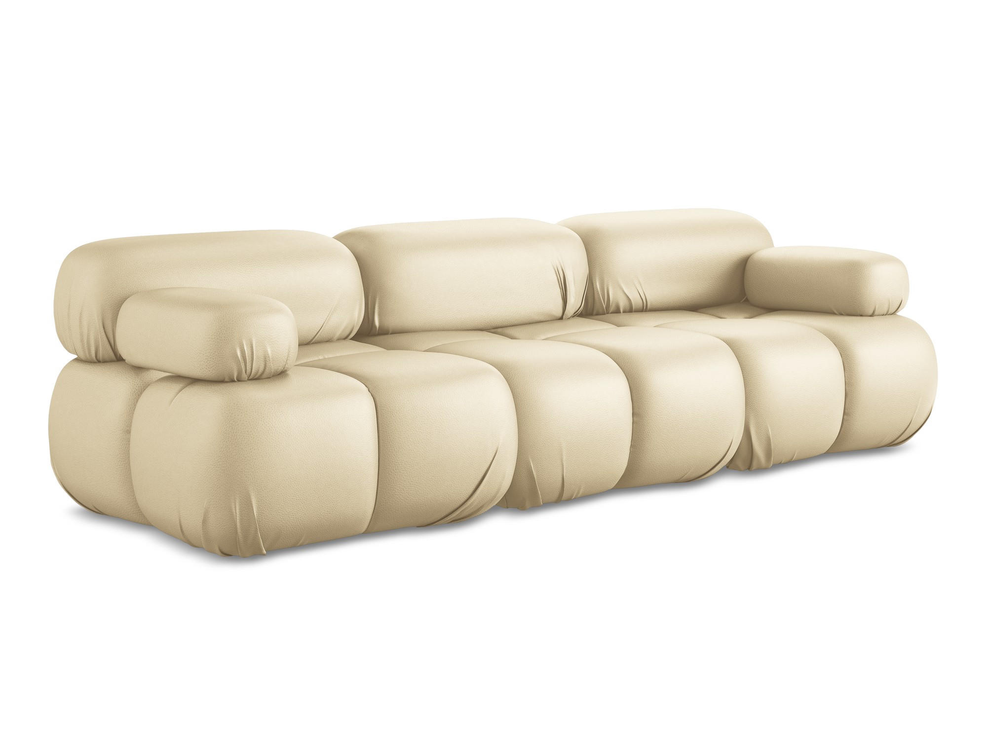 3-SITZER SOFA Kunstleder Beige - Beige/Schwarz, Leder/Kunststoff (285/70/96cm) - Makamii