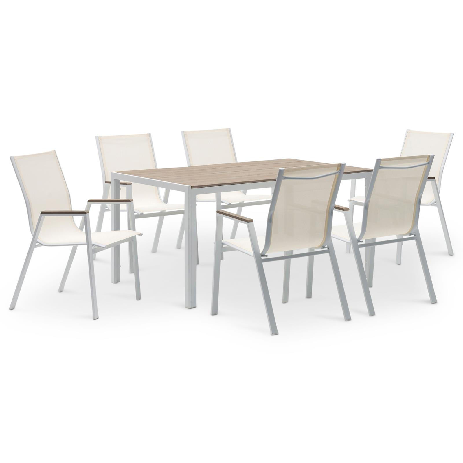 GARTENMÖBEL SET MONDELLO 7er Set beige, weiß - Beige, Metall - IDIMEX
