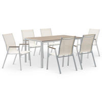 GARTENMÖBEL SET MONDELLO 7er Set beige, weiß - Beige, Metall - IDIMEX