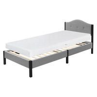ČALOUNĚNÁ POSTEL 90x200 cm, šedá, rám s matrací a lamelovým roštem - šedá/béžová, dřevo/textil (90/200cm) - ML-DESIGN