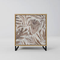 SIDEBOARD PASSING TIME, Eichefarben, 57,5x42x67,5 cm, Schwarze Metall-Rahmenfüße - Eichefarben/Multicolor, Holzwerkstoff/Metall (57.5/67.5/42cm) - SpaceRebels