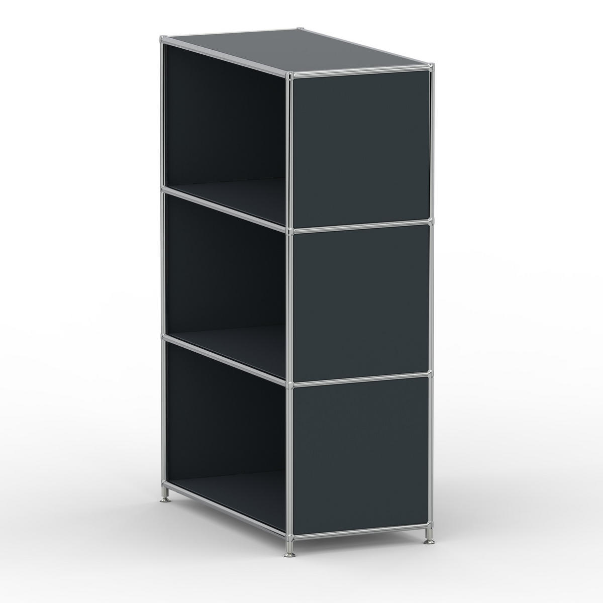 AKTENSCHRANK Büro, 3 offene Fächer, Breite 77 cm, Anthrazitgrau - Chromfarben/Grau, Metall (40/118/77.2cm) - Versee