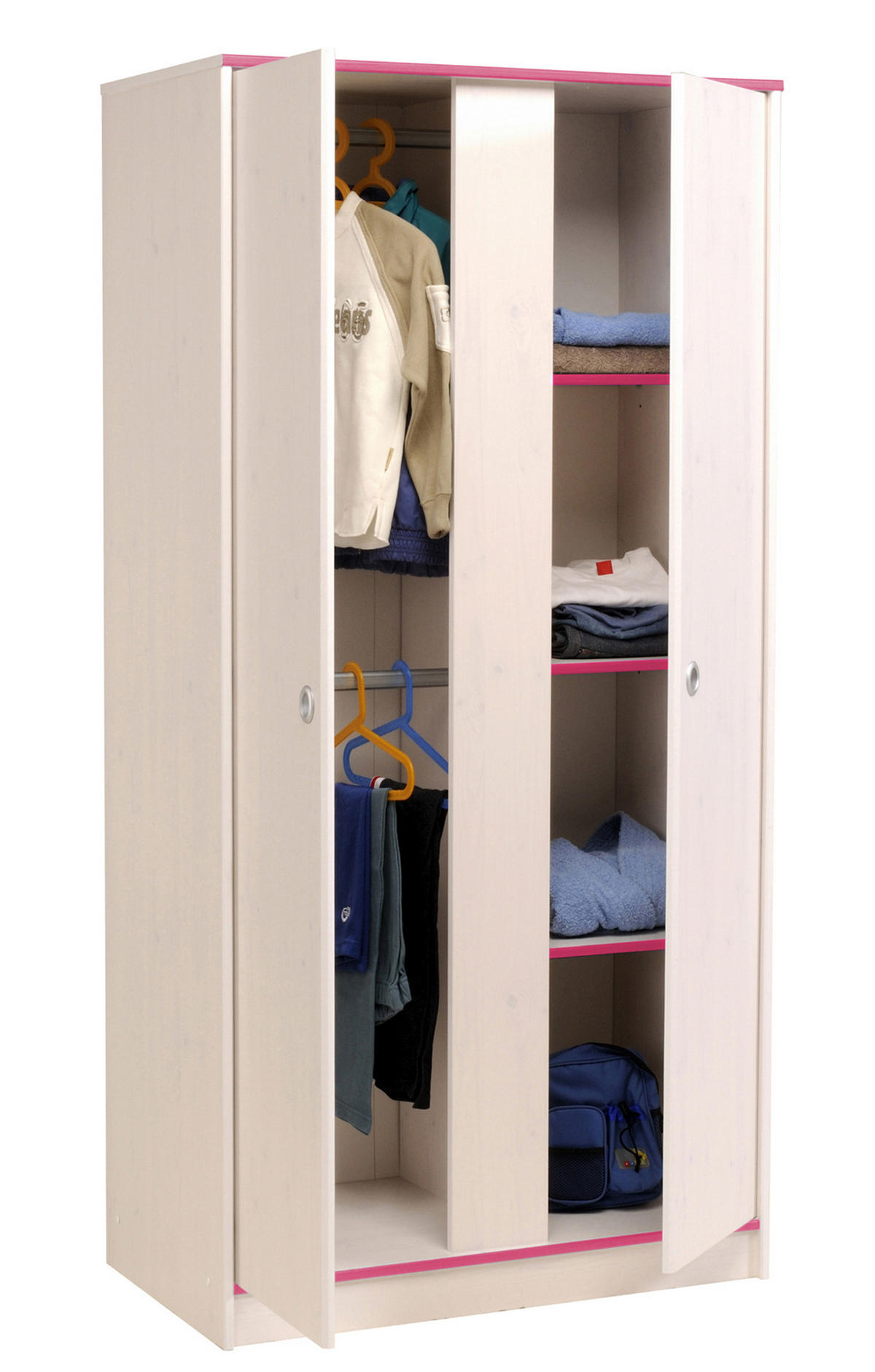 JUGENDZIMMER Set Hochbett 90x200 Schreibtisch Kleiderschrank - Blau/Weiß, Holz/Holzwerkstoff (206/182/108cm) - Parisot Meuble