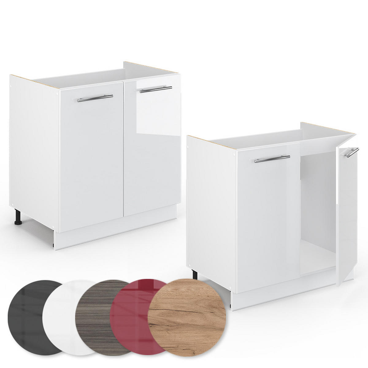 SPÜLENUNTERSCHRANK Fame-Line Weiß Hochglanz 80 cm ohne AP - Weiß Hochglanz/Weiß, Holzwerkstoff (80/82/51.6cm) - Vicco