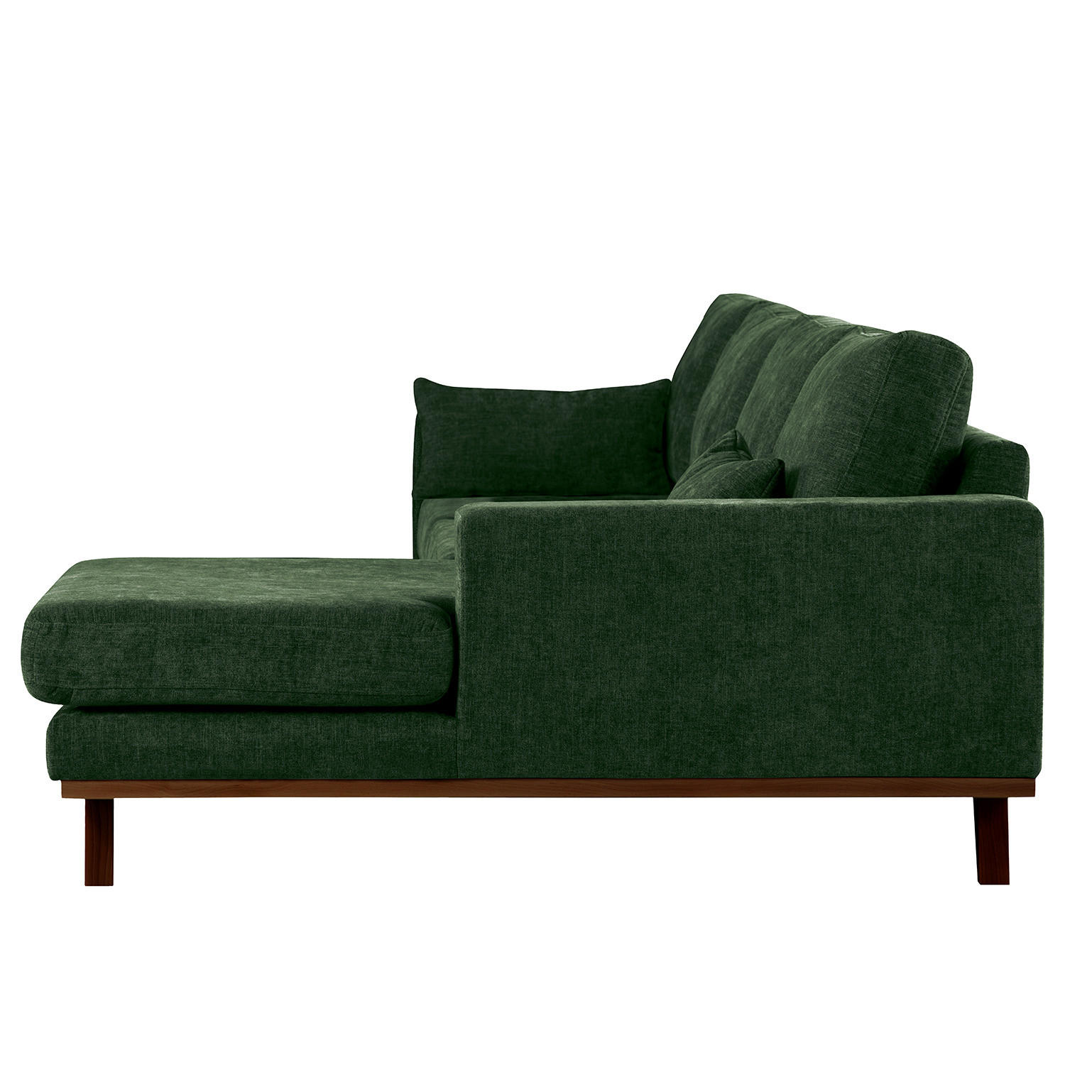 ECKSOFA mit Longchair - Dunkelgrün/Buchefarben, Textil (281/153cm) - home24