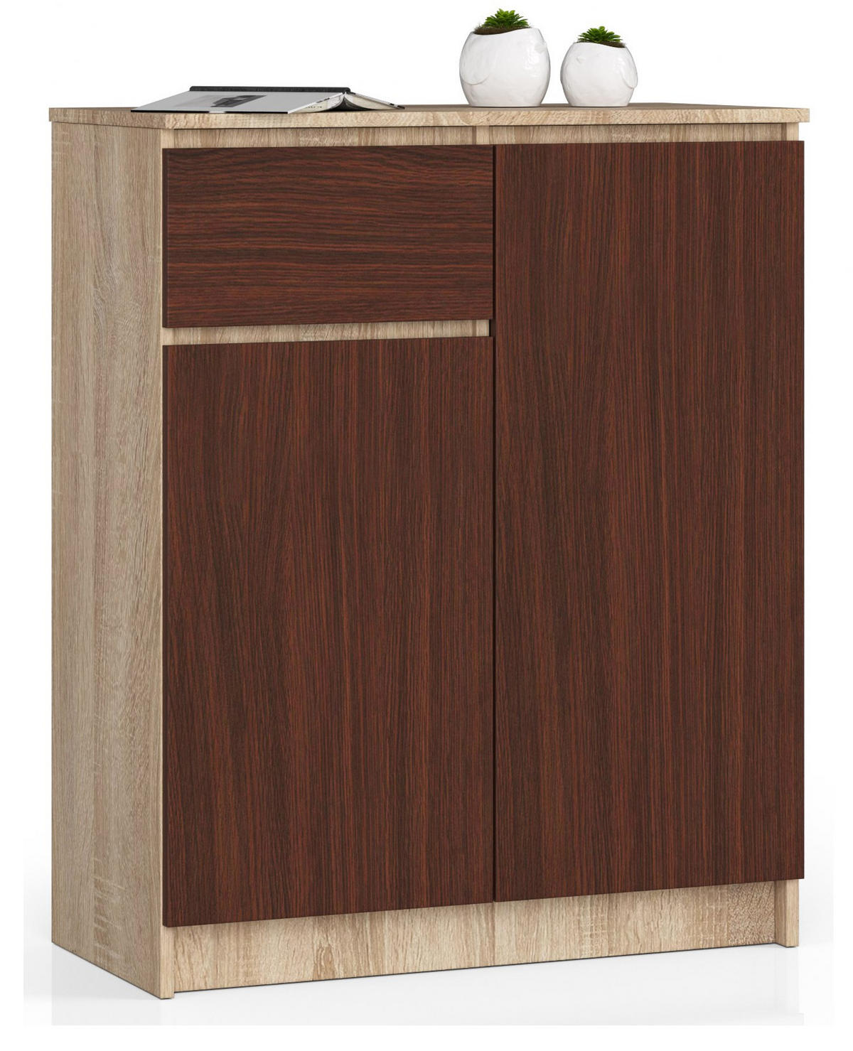 KOMMODE Sonoma Eiche, Wengefarben 80x40x99 cm - Wengefarben/Sonoma Eiche, Holzwerkstoff (80/99/40cm) - Akord