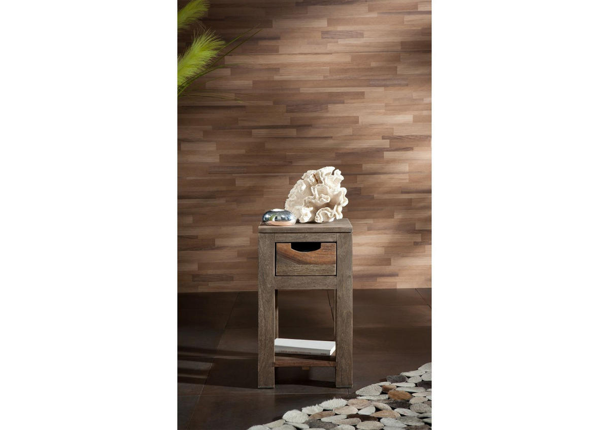 BEISTELLTISCH Sheesham 29x29x50 grau geölt NATURE GREY #30 - Grau, Holz (29/29/50cm) - Massivmoebel24