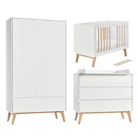 POKOJ PRO MIMINKO 3DÍLNÝ Bílá a dřevo - bílá, kompozitní dřevo (124/89/66cm) - Petits-meubles