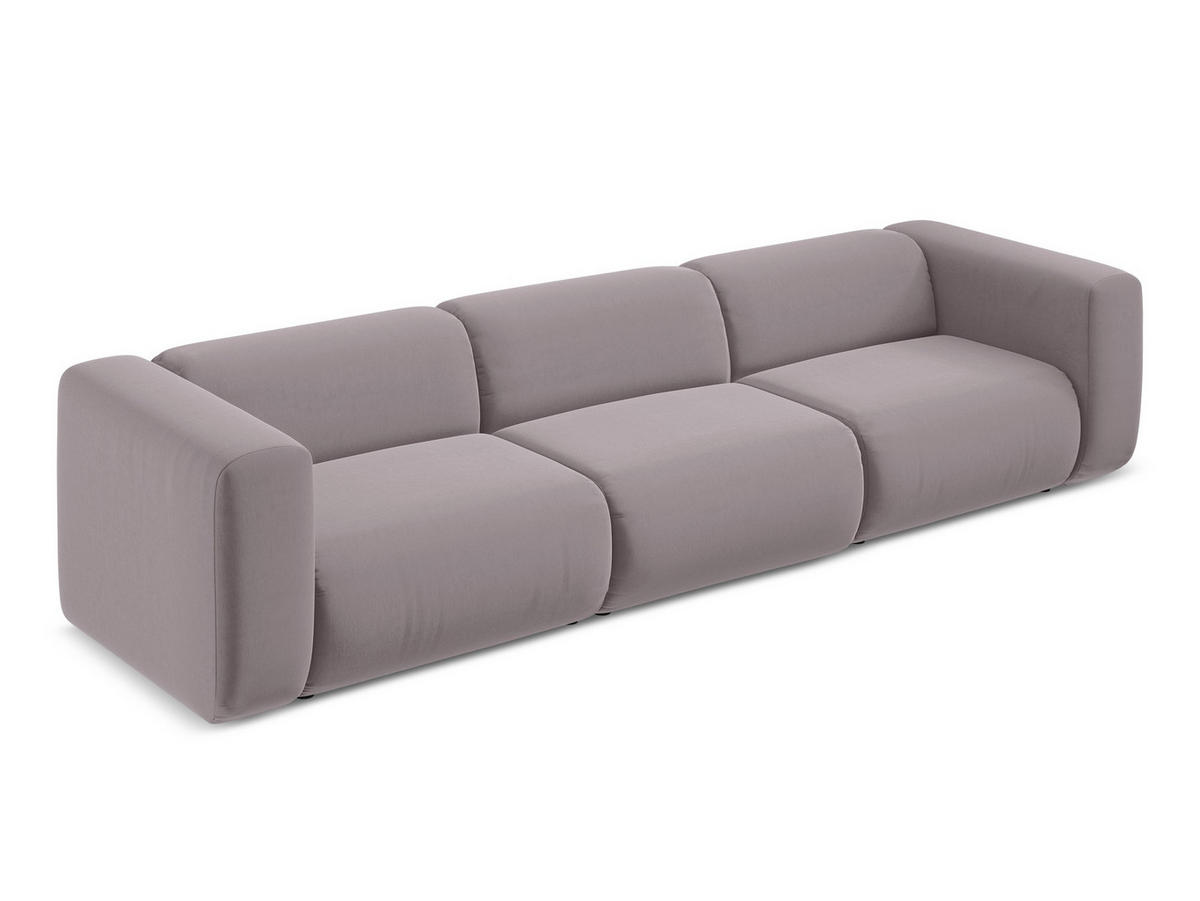 4-SITZER-SOFA Samt Stoff Violett - Lila/Flieder, Kunststoff/Textil (319/70/89cm) - Makamii