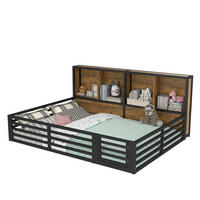 ZAUNBETT 140x200cm Schwarz Metall Daybett Bettseite Staufach - Schwarz, Holz (140/200cm) - FLIEKS