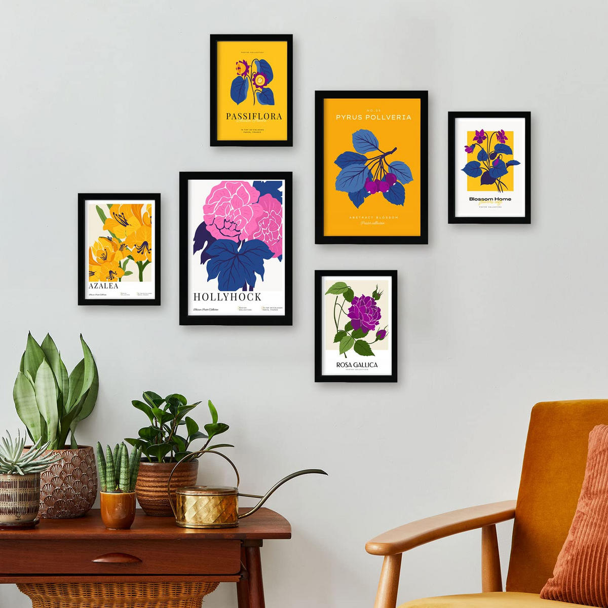 POSTER Set Mit 6 Blumen Gewächshaus A3 & A4 Rahmenlos - Klar, Papier (29/3cm) - Nacnic