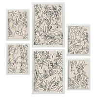 POSTER Set Mit 6 Ruffenrahmen 1 In Blume Zusammenfassung Ästhetische Dekorative Gemälde Für Ihr Wohnzimmer Schlafzimmer Zuhause A3 & A4 Weißer Rahmen - Weiß, Papier (29/3cm) - Nacnic
